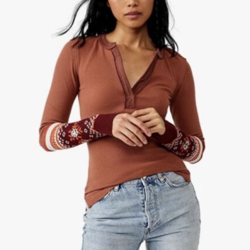 Free People We The Free Mikah Layering Cuff thermal top Size XS NEW WITH TAGS
